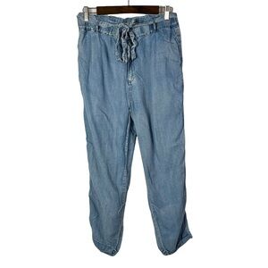 Boutique Mustard Seed High Waist Chambray Denim Paperbag Pants L